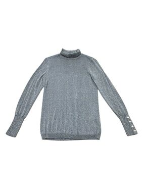 Women’s Joseph A Silver Turtleneck Sweater Metallic Rayon Blend